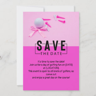 Invitation Golf Femme golfeuse sauvegarder la date thème rose