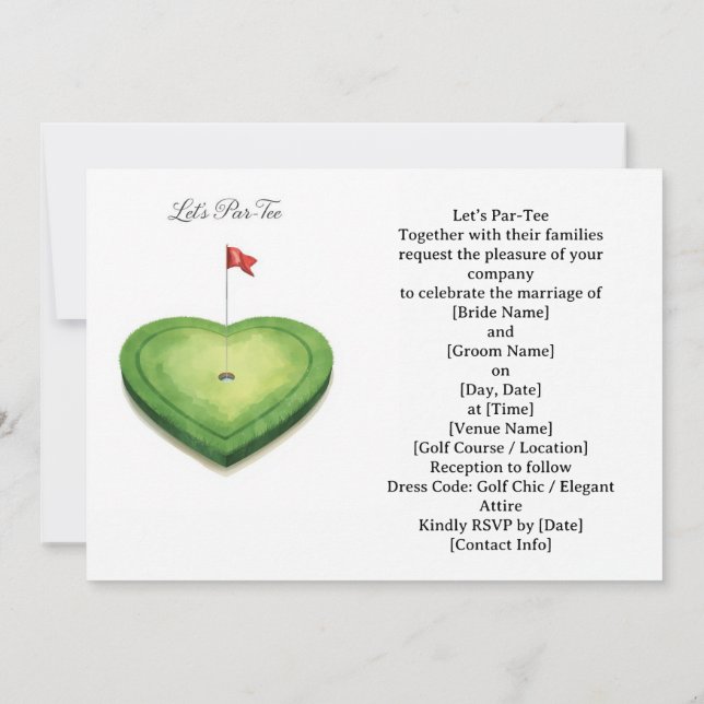 Invitation Golf golf flag on heart shape for wedding (Dos)