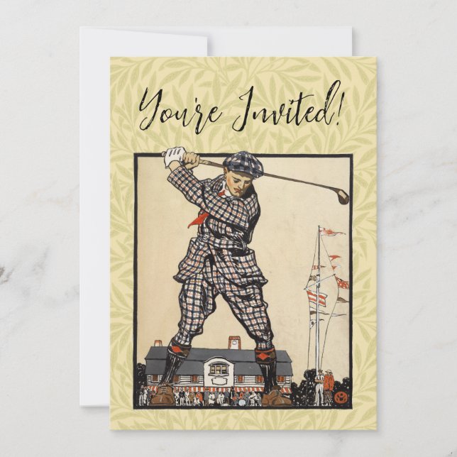 Invitation Golf Golfer Vintage Golf antique (Devant)