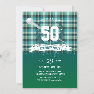 Invitation Golf Green En vichy Motif 50ème anniversaire