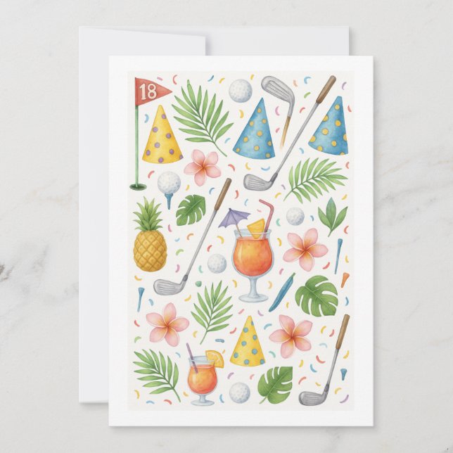 Invitation Golf Hawaii thème pour Hawaiian Golfer Party (Devant)