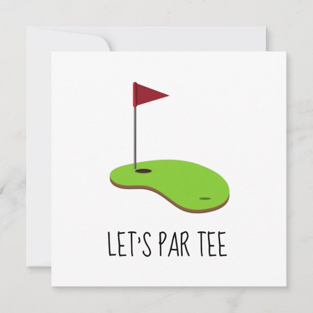 Invitation Golf Jouons Par tee avec un drapeau de golf sur fo (Devant)