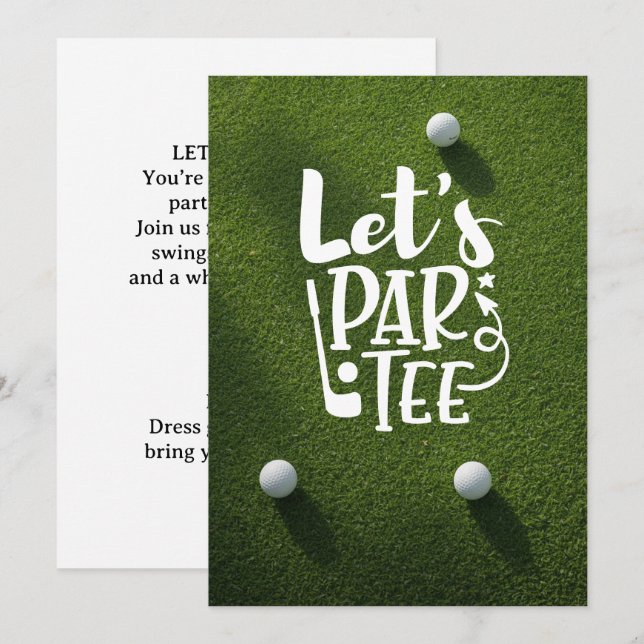 Invitation Golf laisse balle de golf sur le tee sur de l'herb (Devant / Derrière)