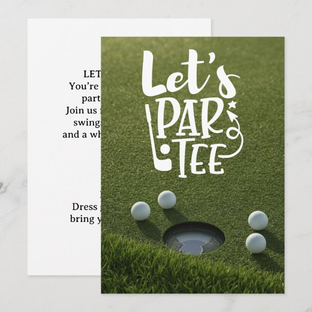 Invitation Golf laisse balle de golf sur tee sur l'herbe vert (Devant / Derrière)