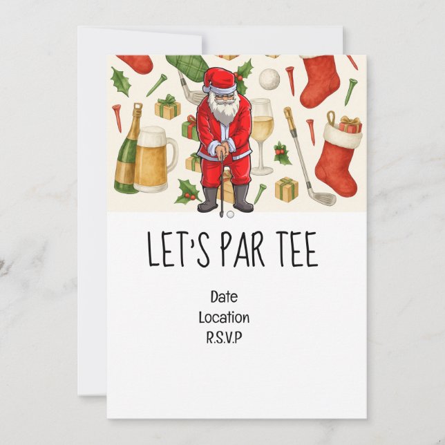 Invitation Golf Let’s Par tee Christmas party pour Golfer (Devant)