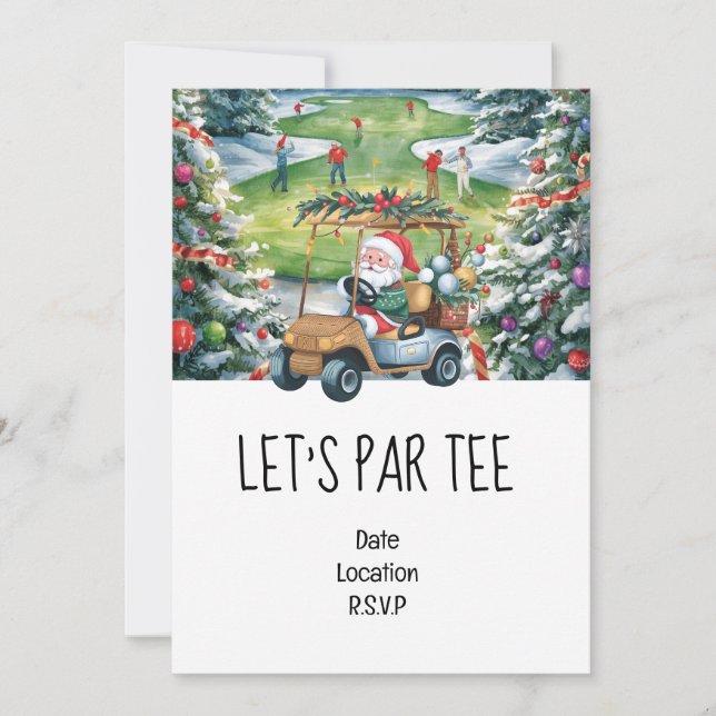 Invitation Golf Let’s Par tee Christmas party pour Golfer (Devant)
