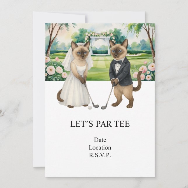 Invitation Golf Let’s Par tee pour MARIAGE amoureux des chats (Devant)