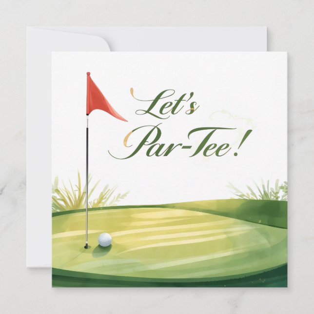 Invitation Golf Let's Par tee avec parcours de golf (Devant)