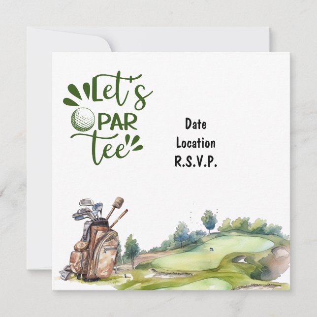 Invitation Golf Let's Par Tee pour la partie de golf (Devant)