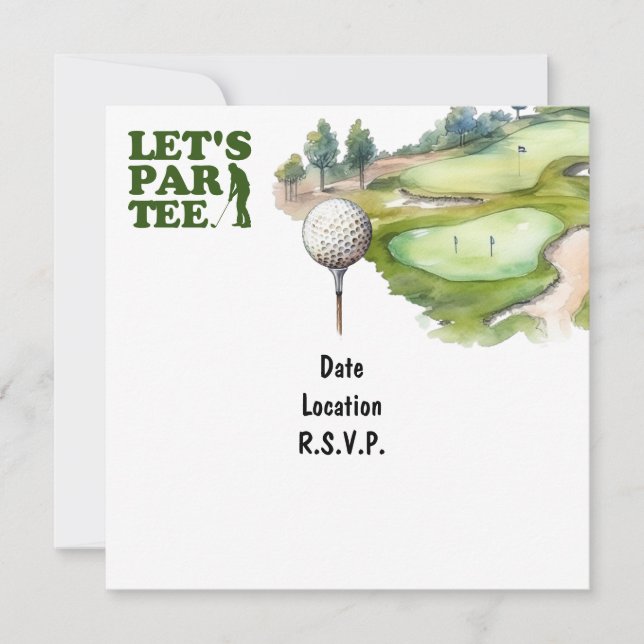 Invitation Golf Let's Par Tee pour la partie de golf (Devant)