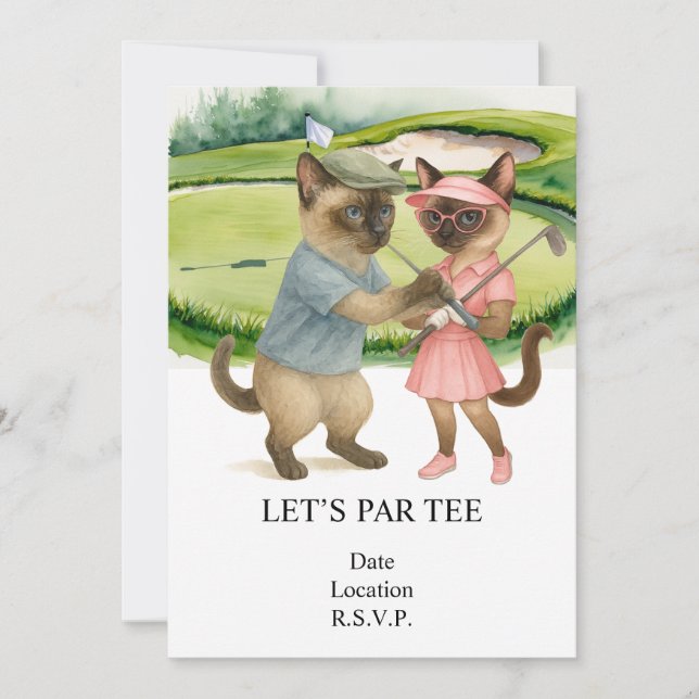 Invitation Golf Let's Par tee pour les amoureux des chats  (Devant)