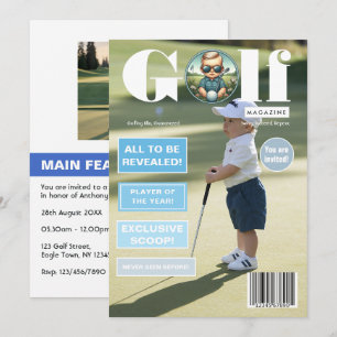 Invitation Golf Magazine Couverture Photo Boy Fête d'annivers