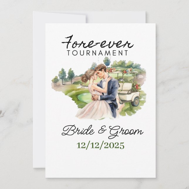 Invitation GOLF Mariage mariée et groom Golf Balls (Devant)