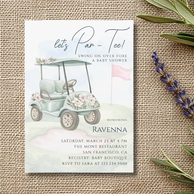 Invitation Golf miniature à l'aquarelle Baby Shower Par-Tee (Créateur téléchargé)