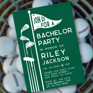 Invitation Golf moderne Golfeurs Bachelor Party Green