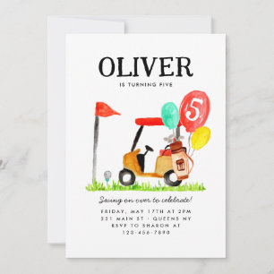 Invitation Golf Panier Bag Balloon Enfants Golfeur Anniversai