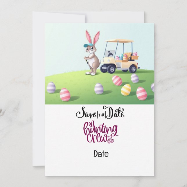 Invitation Golf Pâques Bunny équitation voiturette de golf su (Devant)