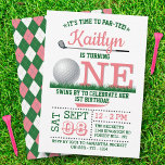 Invitation Golf PAR-TEE 1er anniversaire<br><div class="desc">Célébrez en style avec ces invitations tendance à l'anniversaire. Le design est facile à personnaliser avec votre libellé d'événement spécial et vos invités seront ravis quand ils reçoivent ces invitations fabuleux.</div>