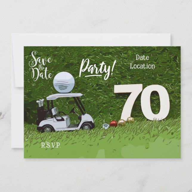 Invitation Golf Par tee party 70e anniversaire au golfeur (Devant)