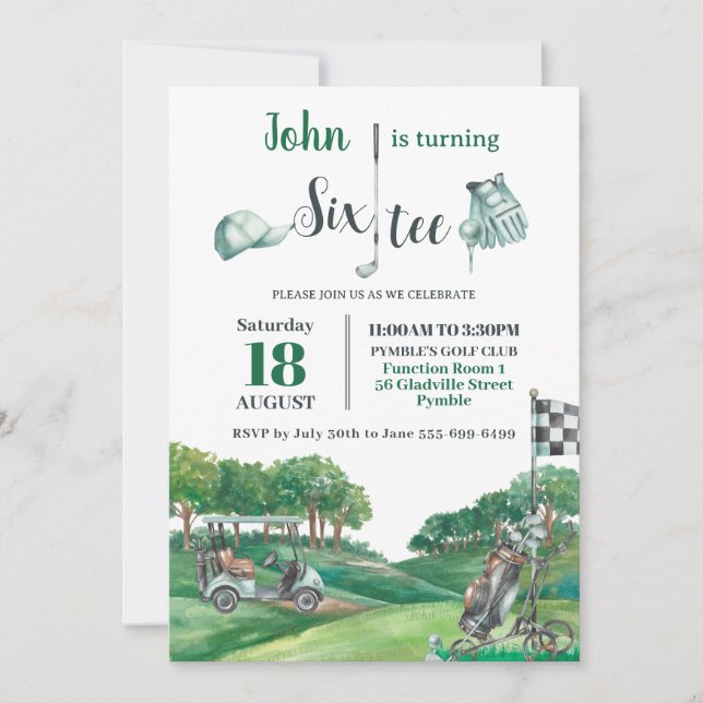 Invitation Golf Party 60e anniversaire à 60 ans (Devant)