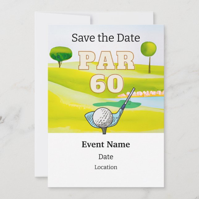 Invitation Golf Party 60th Birthday Enregistrer la date pour  (Devant)