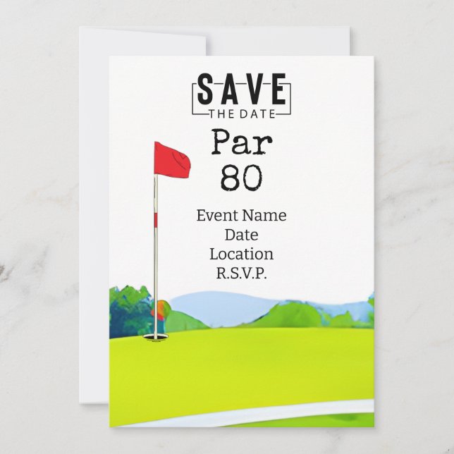 Invitation Golf Party 80th Birthday Enregistrer la date pour  (Devant)