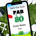 Invitation Golf Party 80th Birthday Enregistrer la date pour<br><div class="desc">Économisez la date pour une fête spéciale de golf fêtant un 80e anniversaire! Cette fête sera un trou en un pour n'importe quel fan du sport. Que vous soyez un pro chevronné ou que vous soyez en train de commencer, venez vous amuser ! Invitation de carte pour Coach, Instructeur, enseignant,...</div>