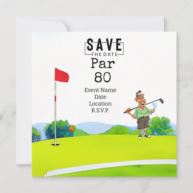 Invitation Golf Party 80th Birthday Enregistrer la date pour  (Devant)