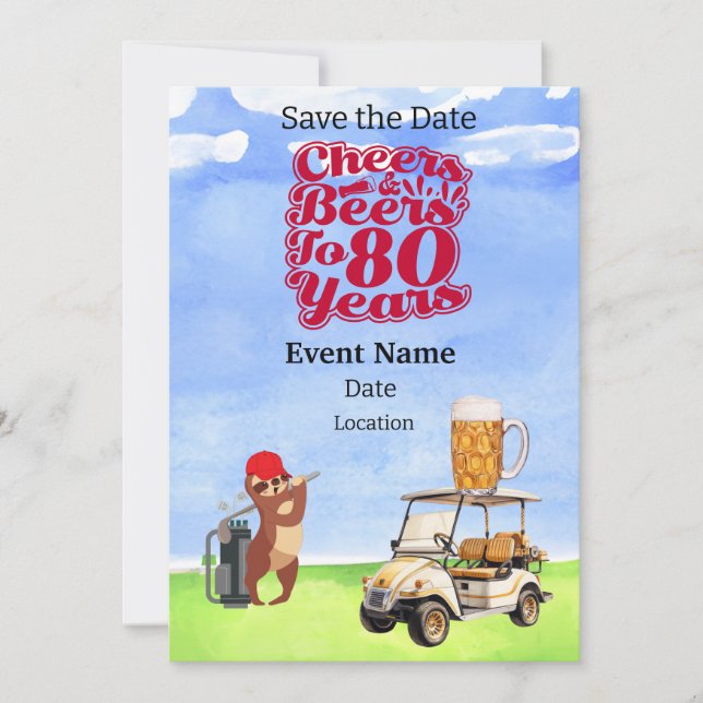Invitation Golf Party 80th Birthday Enregistrer la date pour  (Devant)