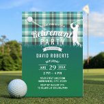 Invitation Golf Retraite Party Green En vichy<br><div class="desc">Golf Thème Retraite Invitations.</div>