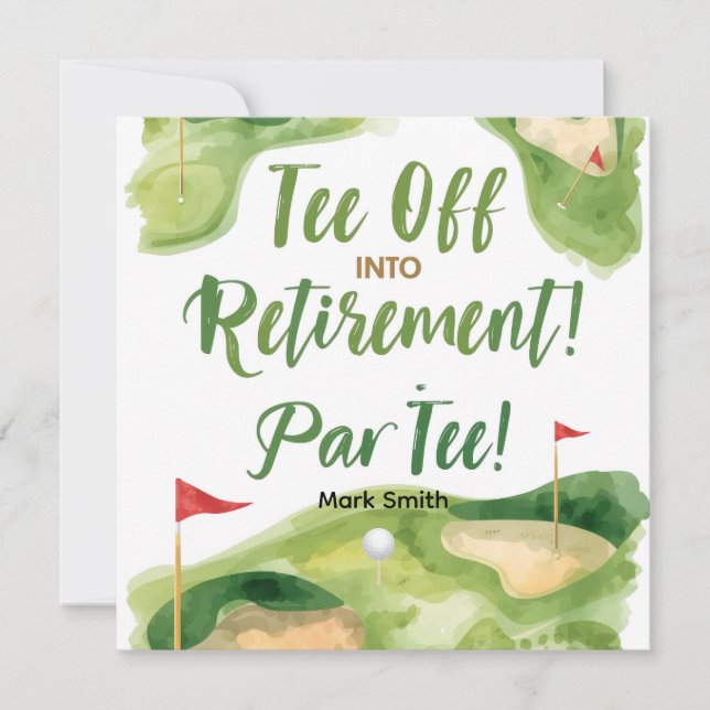 Invitation GOLF RETRAITE Tee off ParTee pour golfeur (Devant)