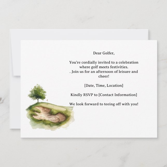 Invitation Golf  Retro Golf Chic: Woman Golfer at the Green (Dos)