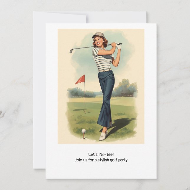 Invitation Golf  Retro Golf Chic: Woman Golfer at the Green (Devant)