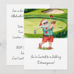 Invitation Golf Santa Claus golf Noël été Thème