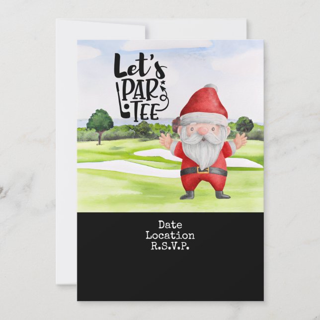 Invitation Golf Santa Claus Noël Fête de Noël Enregistrer la  (Devant)