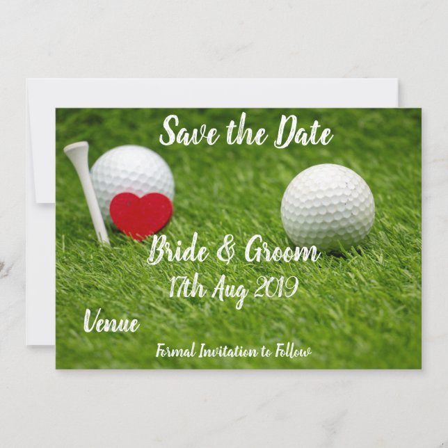 Invitation Golf Sauvegarder la date du mariage avec amour et  (Devant)