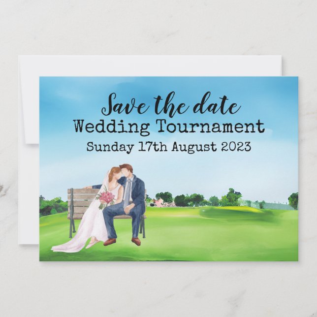 Invitation Golf Sauvegarder la date Golf Mariage Aquarelle  (Devant)