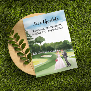 Invitation Golf Sauvegarder la date Mariage de golf Aquarelle