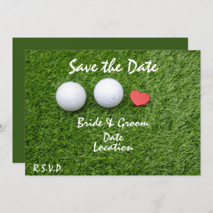 Invitation Golf Sauvez la date avec balle de golf en amour su