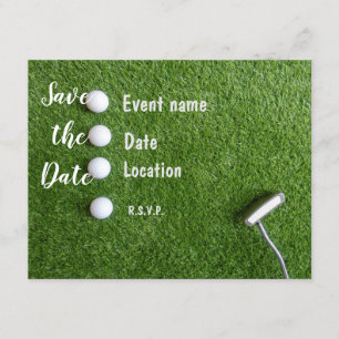 Invitation Golf Sauvez la date avec des balles de golf sur un