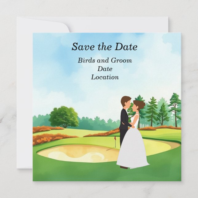 Invitation Golf Sauvez la date de mariage (Devant)