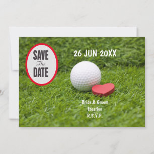 Invitation Golf Sauvez la date pour golfeur avec amour de bal