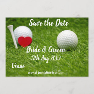 Invitation Golf Sauvez la date pour mariage avec amour et bal
