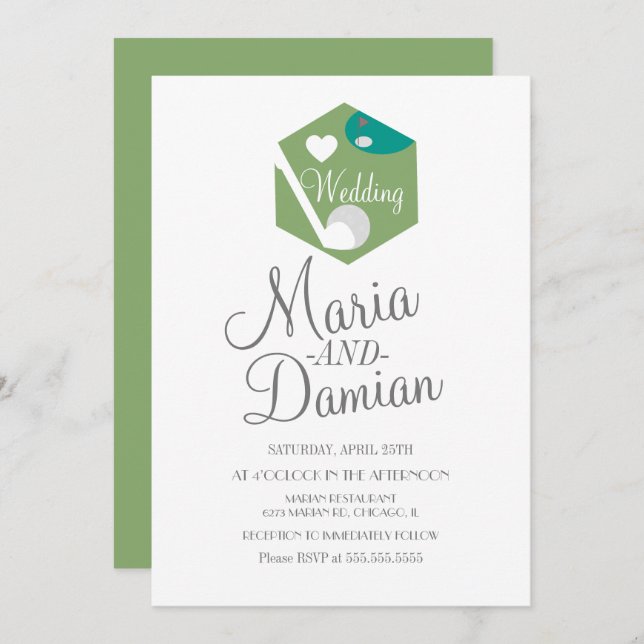 Invitation Golf Sports Mariage de terrain (Devant / Derrière)