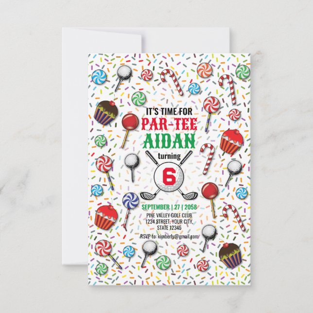 Invitation Golf sur mesure Anniversaire Par Tee Design (Devant)