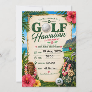 Invitation Golf thème hawaïen