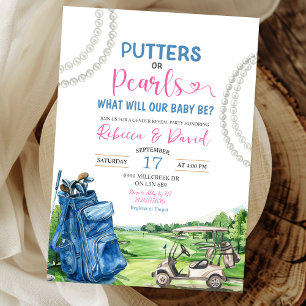 Invitation Golf Thème Putters ou Pearls Sexe Revevela Party