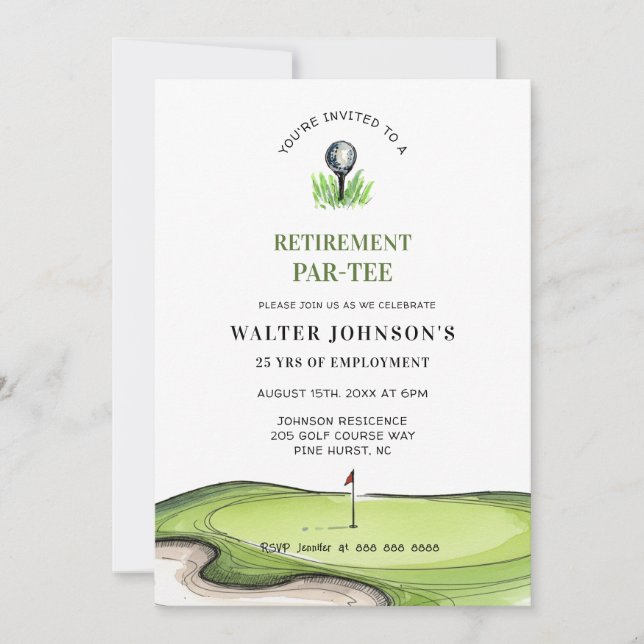 Invitation Golf Themed retirement PAR- TEE  (Devant)