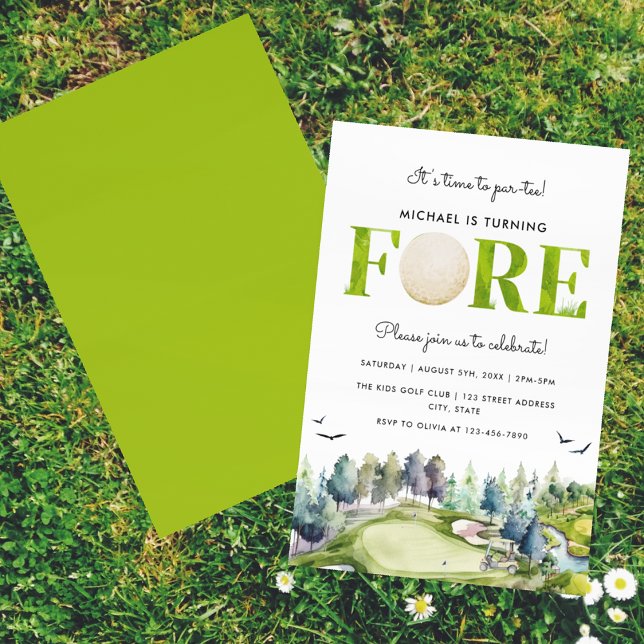 Invitation Golf tourne pour le temps de Par-tee 4e anniversai (Front and Back)