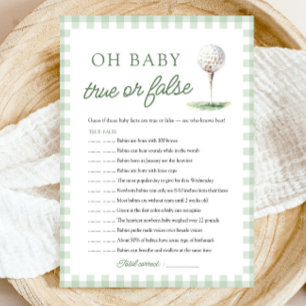 Invitation Golf Vert Oh Bébé Vrai ou Faux Jeu de Baby Shower
